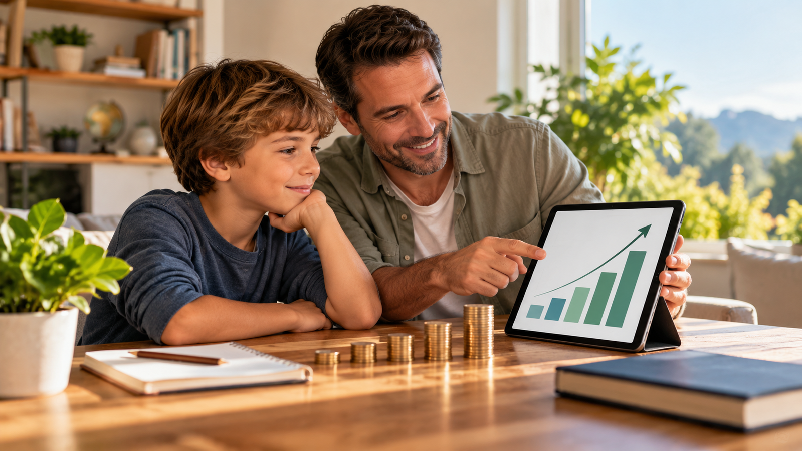 Parent and child learning about long-term money growth