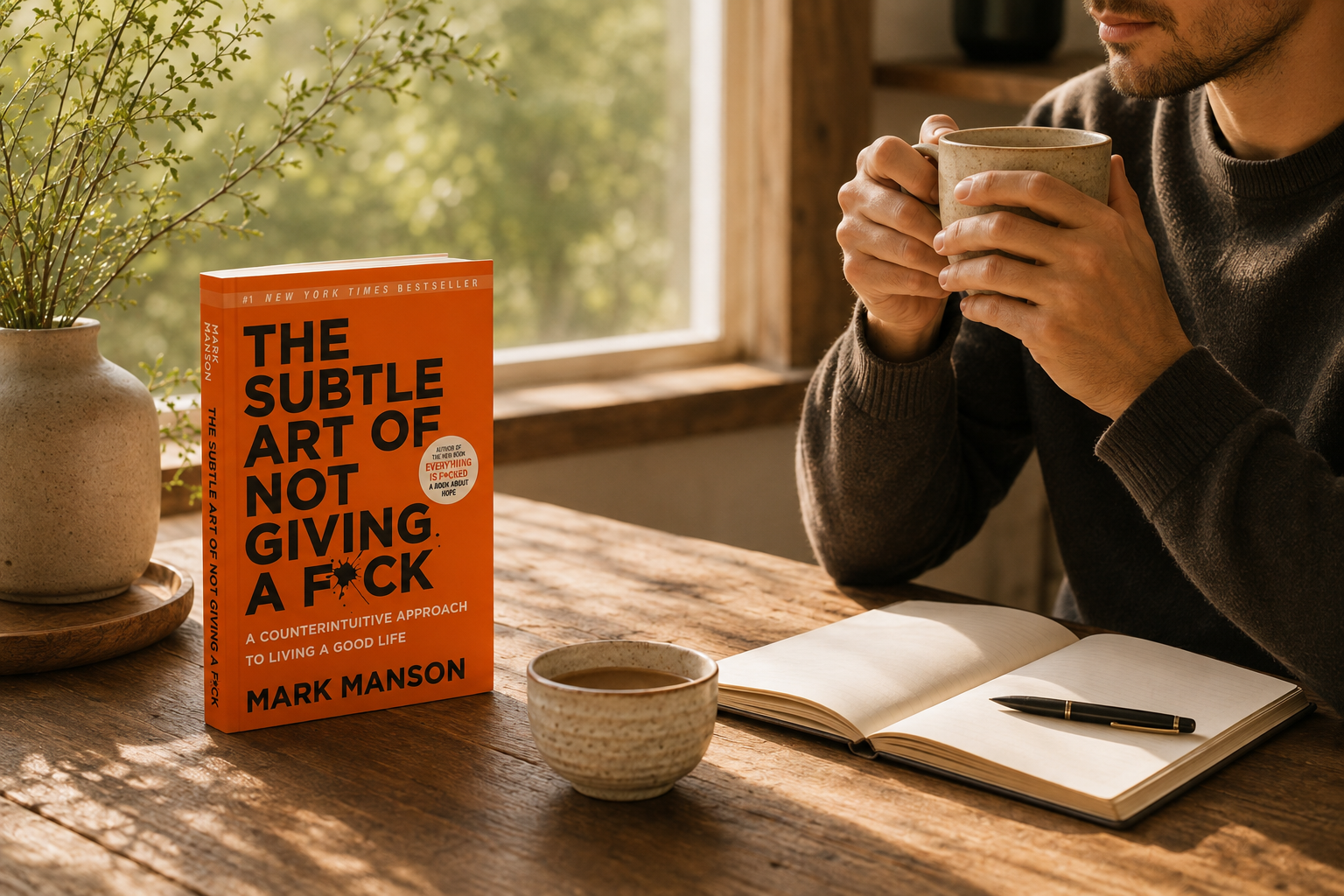 The Subtle Art of Not Giving a F*ck morning reading scene