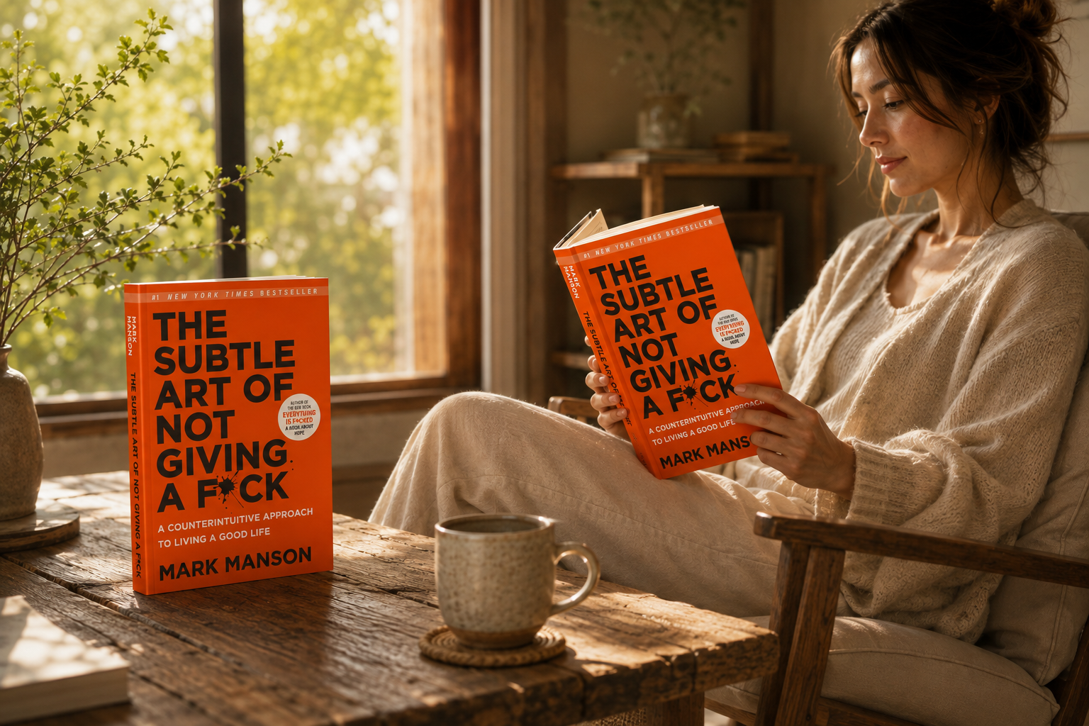 The Subtle Art of Not Giving a F*ck reading nook scene