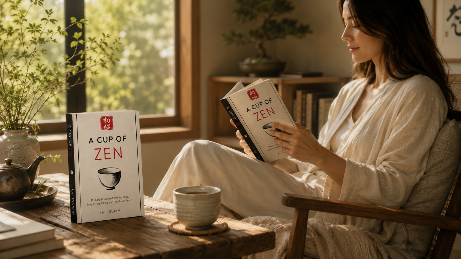 Reading A Cup of Zen in a quiet space