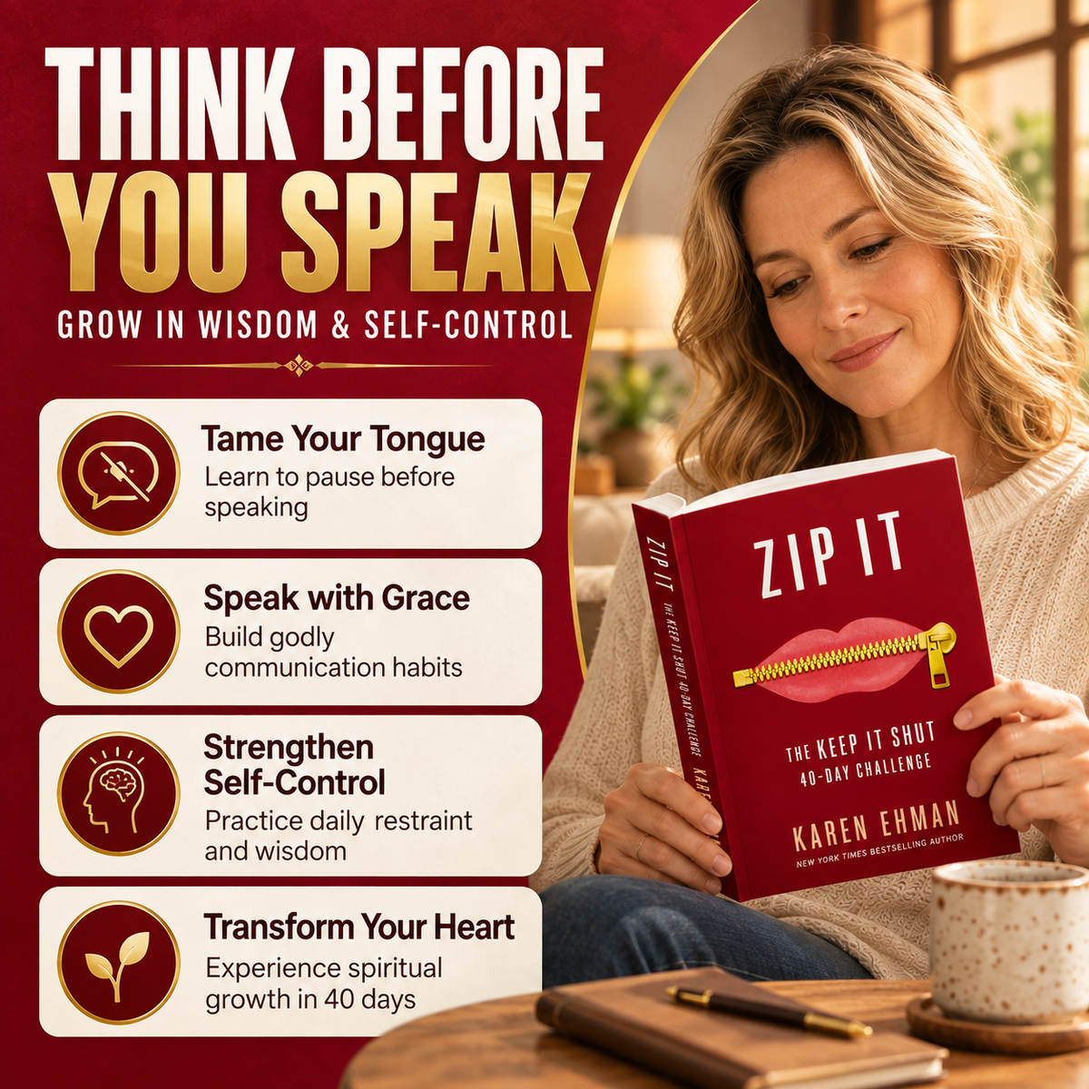 Zip It book benefits and lifestyle graphic
