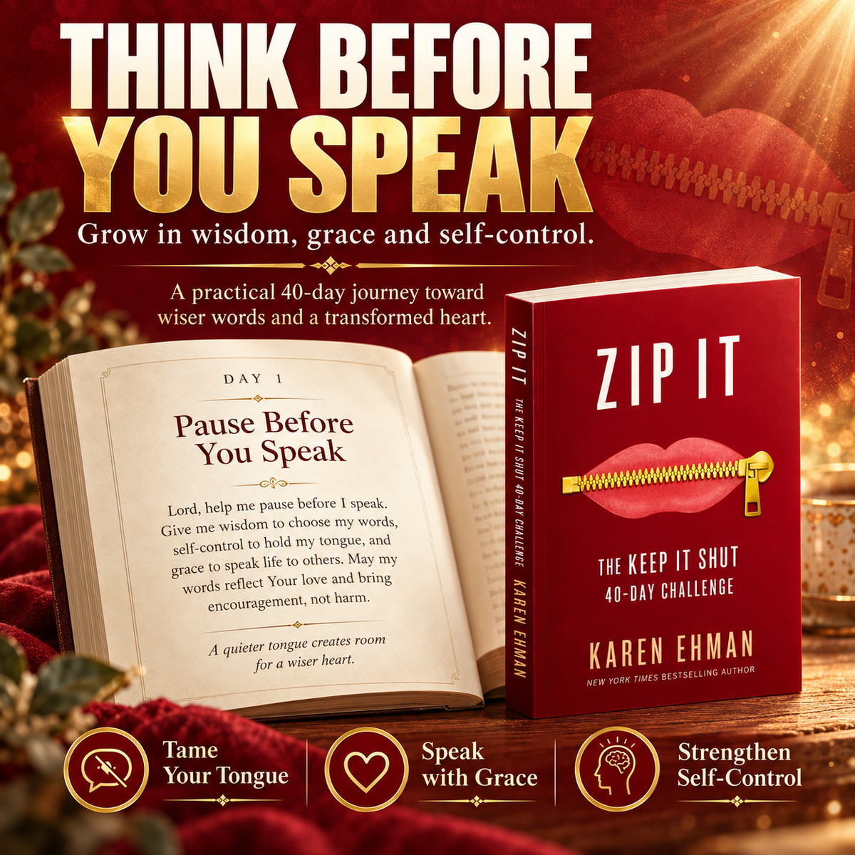 Zip It think before you speak devotional graphic